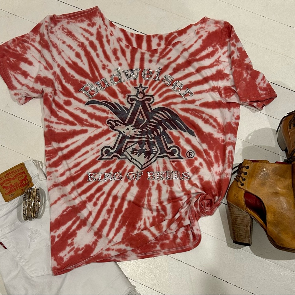 Bling Budweiser off shoulder custom t-shirt